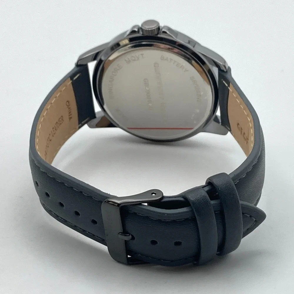 Geoffrey Beene Men's Watch 43mm Black Diamond Gray Band New Battery 10
